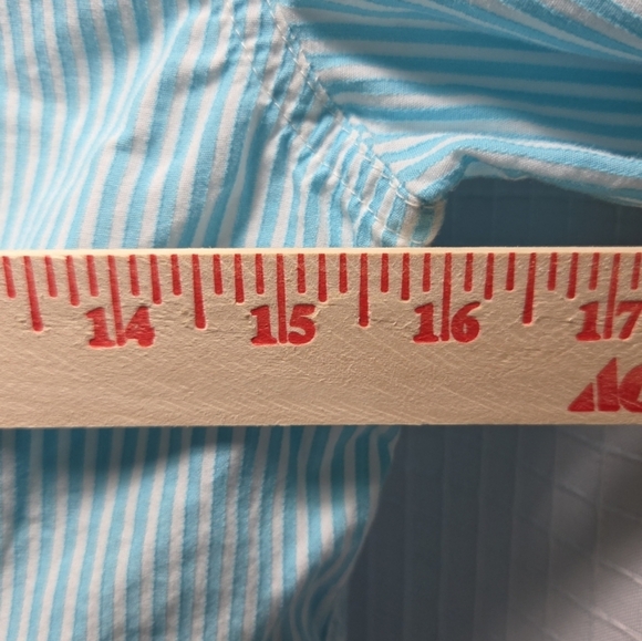 American Eagle Top Womens Size 2 Favorite Shirt Aqua White Striped Button Front - Picture 5 of 7